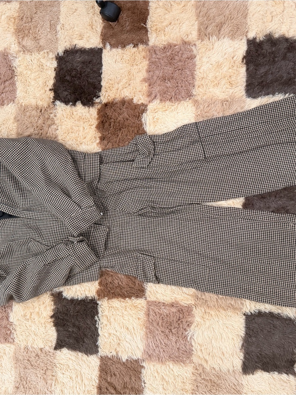 Zara Black and White Houndstooth Wide-Leg Pantsuit Pants